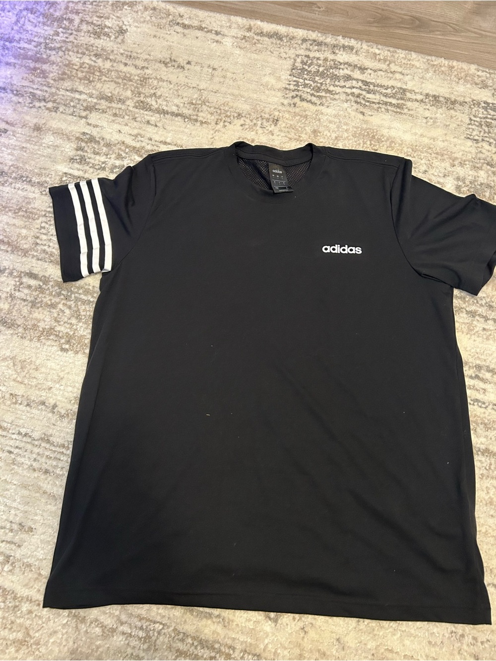 adidas L Women’s Climacool Black Logo Tee with Sleeve Stripes - Picture 5 of 5